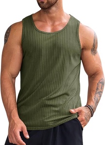 Débardeur côtelé sans manches pour homme, couleur unie, col rond, respirant, en polyester tricoté, vêtement décontracté pour le fitness - Product Image 4
