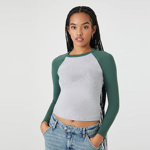 2025 vêtements de mode haut de gamme matériau léger manches Reglan culture courte longueur conception coupe ajustée femmes chemises à manches longues - Product Image 1