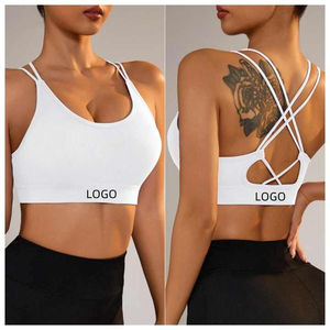 High Quality Breathable Ladies Gym Sport <b>Bra</b> Custom Logo Cross Back Yoga Crop Top High for Impact Backless Simple Style - Product Image 6