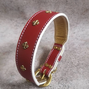 High Quality Green Leather Hound Dog <b>Collar</b> for Greyhound and <b>Whippet</b> - Product Image 1