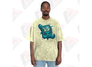 T-shirt élégant délavé à l'acide pour homme Design tendance confortable avec appliques écologiques pour l'été en velours côtelé batik denim - Product Image 3