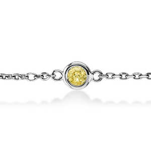 Bracelet en or blanc 14 carats avec diamants jaunes fantaisie sertis en bélière (0,25 ct) - Product Image 3