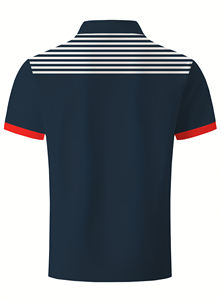 Polo informal de verano 2025 para hombre, camiseta a juego de colores de nuevo diseño, cuello corto a rayas, manga corta, pecho estampado - Product Image 3
