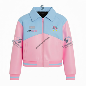 Veste en cuir PU Gamma Phi Delta prête à être expédiée, veste bomber en cuir de haute qualité, veste de course élégante de style universitaire - Product Image 2