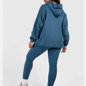 Sudaderas con capucha de algodón de lana holgada de alta calidad para mujer, conjunto de pantalones de chándal y Sudadera con capucha de dos piezas de gran tamaño personalizado para mujer - Product Image 5