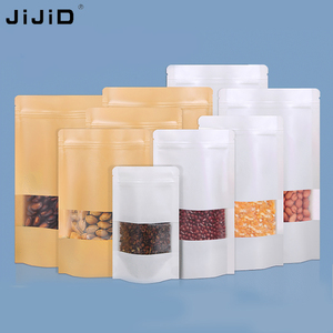 Sacs refermables à fermeture éclair JIJID en gros, sacs autoportants avec fenêtre, sacs d'emballage alimentaire, sacs en papier kraft - Product Image 1