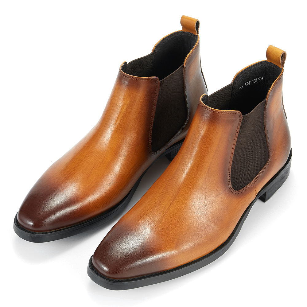 chinese dress ladies TucciPolo Burnished Tan Split Toe Fur Dress Boots  Handmade Italian Leather Luxury Winter Boots 13.5 / Wide (E-2E)