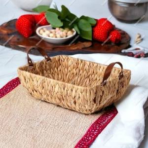 Panier de rangement en jonc de mer Jacinthe d'eau Jacinthe d'eau en osier fait à la main Stockage traditionnel pour livre Journal Magazine - Product Image 4