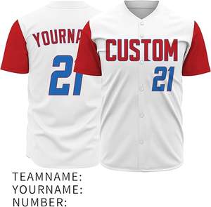 Jersey de béisbol transpirable cosido con impresión digital por sublimación de diseño personalizado - Product Image 1