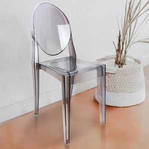 Set 4 Sedie Fumo Grigio Chiaro Fantasma Moderno Trasparente Sedie Lato Lato Impilabile Sala da Pranzo per il Ristorante per la Luce del Tavolo - Product Image 1