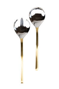 Top Quality Elegant Metal Silver & <b>Gold</b> <b>Serving</b> <b>Spoon</b> & Fork Set in Bulk Price From India - Product Image 3