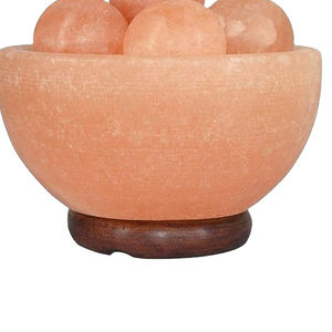 Best Natural Color Himalayan Salt <b>Lamp</b> Polished Wooden Base Massage <b>Balls</b> Featuring Fire Bowl Night Light Design Handmade Real - Product Image 3