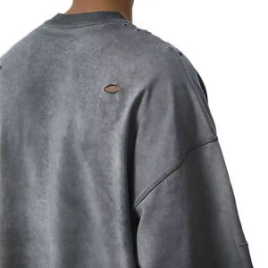 T-shirt surdimensionné pour homme, style punk, manches longues, impression numérique, couleur unie, jersey de coton, col rond, vêtements de streetwear tendance - Product Image 4