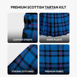 Kilt écossais pour homme, motif tartan moderne, longueur genou, plissé à l'arrière et sangles en cuir réglables, 2026 - Product Image 3