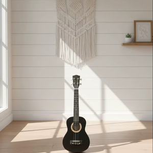 Ukelele Soprano Clásico Negro SOLOBEAT de 21 Pulgadas, 4 Cuerdas, Cuerpo de Caoba Acústica, Mástil con Acabado Pulido y Barnizado para Principiantes - Product Image 1