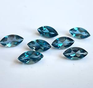 Topacio azul de Londres Natural corte Marquesa 4x8mm facetado-suelto Topacio Azul de Londres corte Marquesa piedra preciosa de calidad superior - Product Image 2