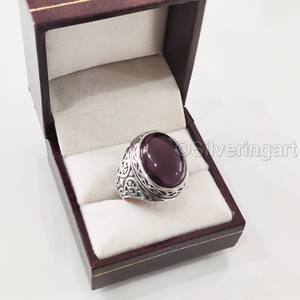 Bague en argent sterling 925 pour homme, avec améthyste naturelle, pierre de naissance de février, style ottoman, cadeau d'anniversaire, vente en gros - Product Image 1