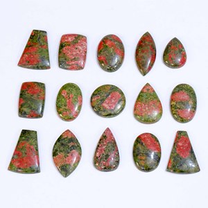 Cabujón de piedras preciosas sueltas de jaspe Unakite Natural de alta calidad AAA +, forma de mezcla de piedras preciosas sueltas y piedras preciosas de tamaño para la fabricación de joyas - Product Image 6