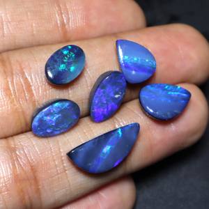 Ópalo Natural Australiano Doble Ovalado, Cabujón de Ópalo Azul Fuego para Fabricación de Joyas, Proveedor Mayorista de Piedras - Product Image 4