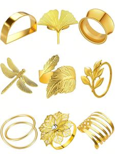 Anneaux de serviette de qualité supérieure décoration de Table porte-serviette anneau de serviette en métal maison fleur mariage Banquet fête - Product Image 3