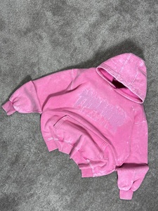 Ropa de calle personalizada con estampado de pantalla con bordado con piedra del Rin Sudadera con capucha para hombre 100% algodón 450GSM Flees al por mayor - Product Image 6