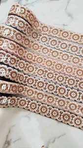 Rubans brodés à la machine à motifs floraux géométriques personnalisés, dentelles, modèles variés, couleurs, coton organza gros-grain pour mariage - Product Image 3