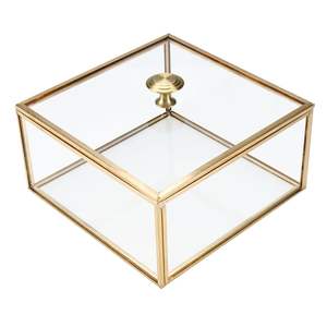 Rectangle Metal And <b>Glass</b> <b>Jewelry</b> <b>Box</b> Minimalist Aesthetic Storage Case For Precious <b>Jewelry</b> Items - Product Image 4