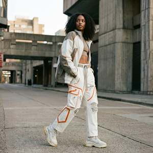 Pantalon large pour femme, décontracté, écologique, coupe-vent, polyester/coton, longueur totale, broderie personnalisée, peint, taille haute, ample - Product Image 2