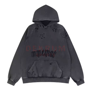 Prix de gros 2026 – Nouveaux sweats à capuche respirants brodés effet vieilli pour hommes grandes tailles en promotion - Product Image 3