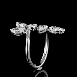 Ensemble de bague de fiançailles en or blanc 14 carats avec diamant en forme de poire, demi-éternité, 3 carats - Product Image 3