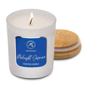Vela Aromática de Soya con Aroma a Jazmín de Medianoche Aromatika en Frasco de Vidrio, Colección para el Hogar, Aromaterapia Premium, Regalo Romántico - Product Image 1
