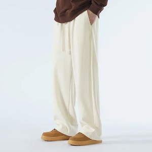 Nuevos pantalones casuales para hombres, pierna ancha, rectos, tela de algodón 65%, pantalones de chándal para exteriores, pantalones holgados largos suaves neutros de alta calidad - Product Image 6