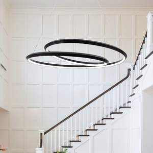 Pendant <b>Light</b> <b>Fixtures</b> with Irregular Ring Black <b>Dining</b> <b>Room</b> <b>Light</b> <b>Fixture</b> Dimmable Color 3000K 6500K High Ceiling Chandelier - Product Image 3