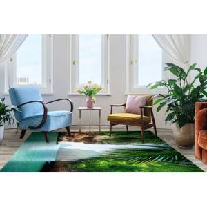 Tapis imprimé vue sur la mer tropicale - Décoration de bureau paysage côtier, Tapis en velours de luxe - Product Image 5