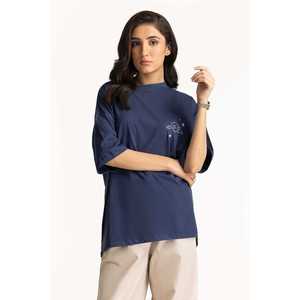 T-shirt décontracté d'été respirant en jersey 100 % coton à col rond et manches courtes avec motif rivets pour femme WM-KTP-SS24-028 - Product Image 4