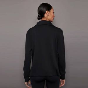 Veste en jersey style moto pour femmes asymétrique fermeture éclair devant tricot noir à la mode confortable automne hiver vêtements de superposition - Product Image 2