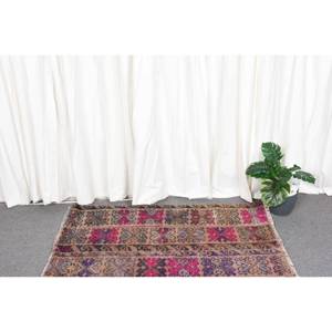 พรมขนแกะชาติพันธุ์สีชมพูสีน้ำตาล2x3.7ft สไตล์ชนกลุ่มน้อยพรมตุรกีสำหรับห้องนั่งเล่นลายเย็บปะติดด้านหลังทำจากยางสำหรับวัยรุ่นใช้ในห้องโถง - Product Image 2