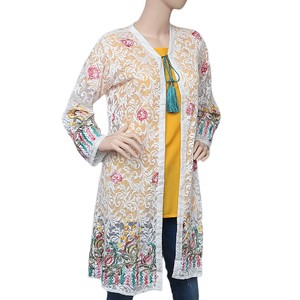 Women's Net Embroidered 2 Piece <b>Top</b> - White & Yellow - Product Image 1