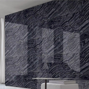 Azulejos de Porcelana Pulidos de Alto Brillo Negro Orquídea de 600x1200 mm, Acabado Moderno Clásico Europeo con Aspecto de Mármol y Madera, Antideslizante para Interiores - Product Image 1