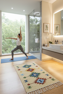 Wholesale Cotton Woven Beige Plush Floral Modern Machine Washable Reversible Backing Multicolor <b>Rug</b> Home Picnic Travel Prayer - Product Image 3