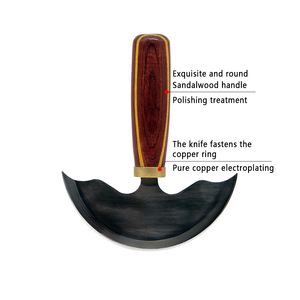 Couteau à tête en cuir de qualité supérieure avec lame à tranchant incurvée Couteau rond en cuir Cutter en acier inoxydable fait à la main - Product Image 5