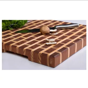 Bloc à découper en bois dur Tropical et en bois de pin de qualité Exclusive, planche à découper personnalisable de Grain d'extrémité de fabrication malaisienne