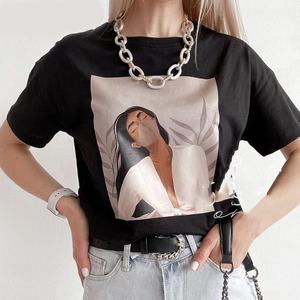 T-shirt femme, nouveau t-shirt à imprimé graphique d'été, 100% coton, vêtements vintage, pull décontracté surdimensionné - Product Image 2