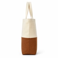 Sac fourre-tout en toile bicolore grande capacité, réutilisable, avec logo personnalisé, en coton, pour les courses
