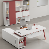 Bureau de direction en L de haute qualité avec armoire de rangement, bureau moderne blanc pour la maison ou le bureau du directeur