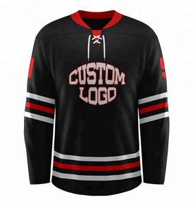 Maillot de hockey sur glace surdimensionné pour l'entraînement, personnalisable avec nom et numéro, en maille polyester imperméable, uniforme d'équipe, vente en gros, usine OEM - Product Image 1