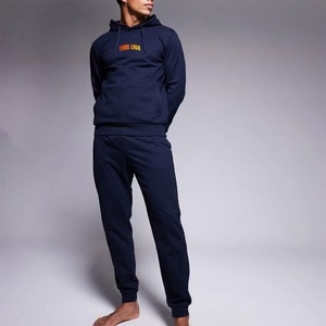 Chándal de algodón 100% de alta calidad para hombre, sudadera informal de Otoño/Invierno, traje con capucha, Color sólido, estampado de logotipo DTF personalizable - Product Image 5