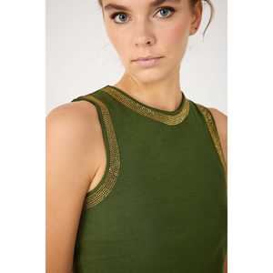 Blusa Casual de Manga Corta con Cuello Redondo y Detalles de Pedrería en la Parte Delantera con Logotipo, 95% Algodón, Corte Regular - Product Image 4