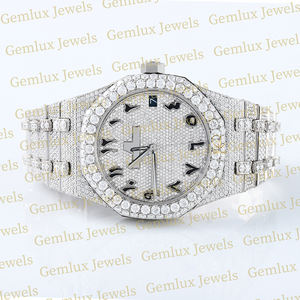 Diseño de lujo Iced Out D VVS Moissanite Diamond Pass Diamond Tester Fecha automática Dial árabe Hip Hop Diamond Watch - Product Image 3