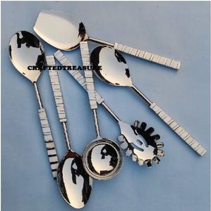 Juego de utensilios de cubiertos de acero inoxidable, regalo de Navidad, cubiertos martillados, tenedor, cuchillo, cuchara, esmalte de espejo desechable - Product Image 3